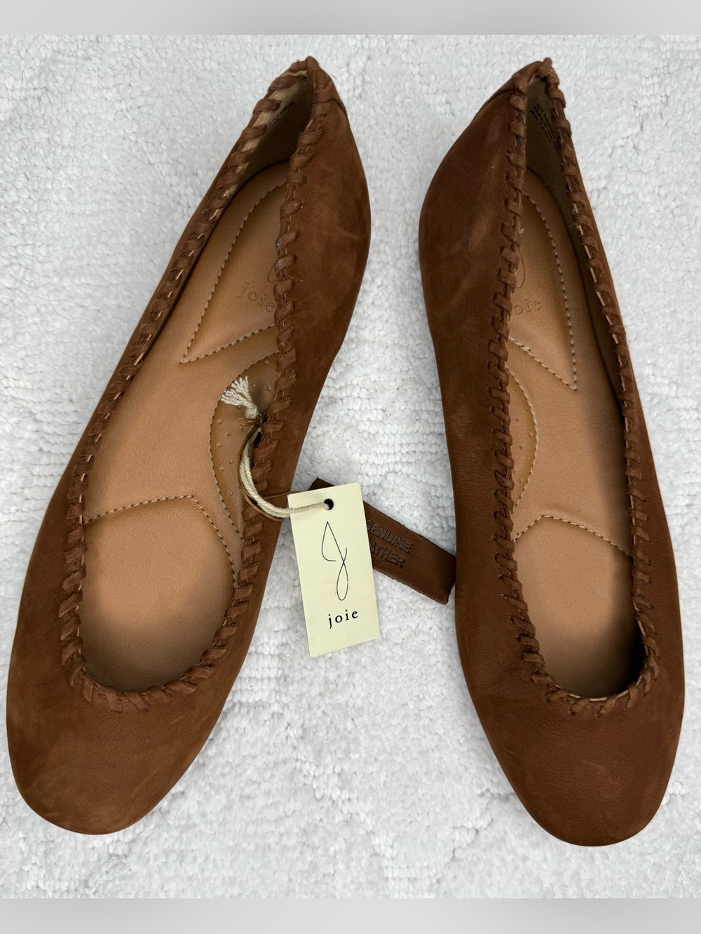 Joie Brown Genuine Leather Whipstitch Ballet Flats Size 8.5 NWT